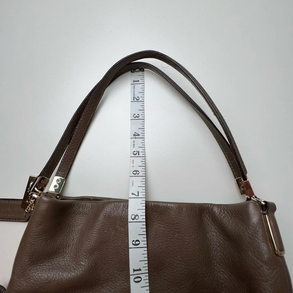 Coach Madison Pebble Taupe/Brown Large Leather Shoulder Bag Minimalist